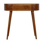 32" Chestnut Solid Wood Oval Console Table With Drawer