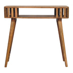 33" Oak Solid Wood Console Table With Shelf