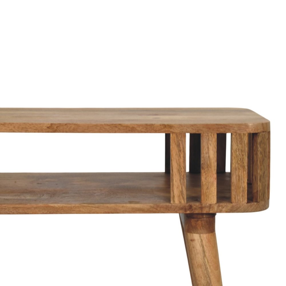 33" Oak Solid Wood Console Table With Shelf