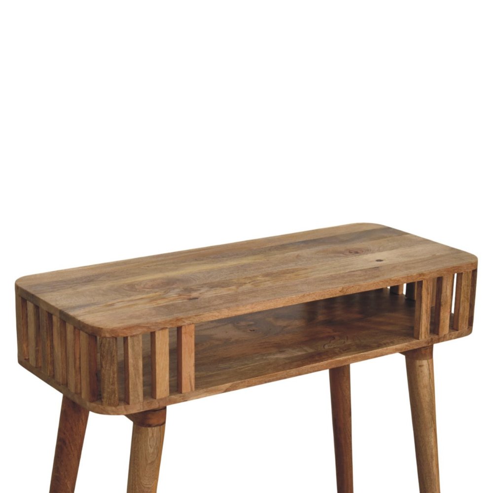 33" Oak Solid Wood Console Table With Shelf