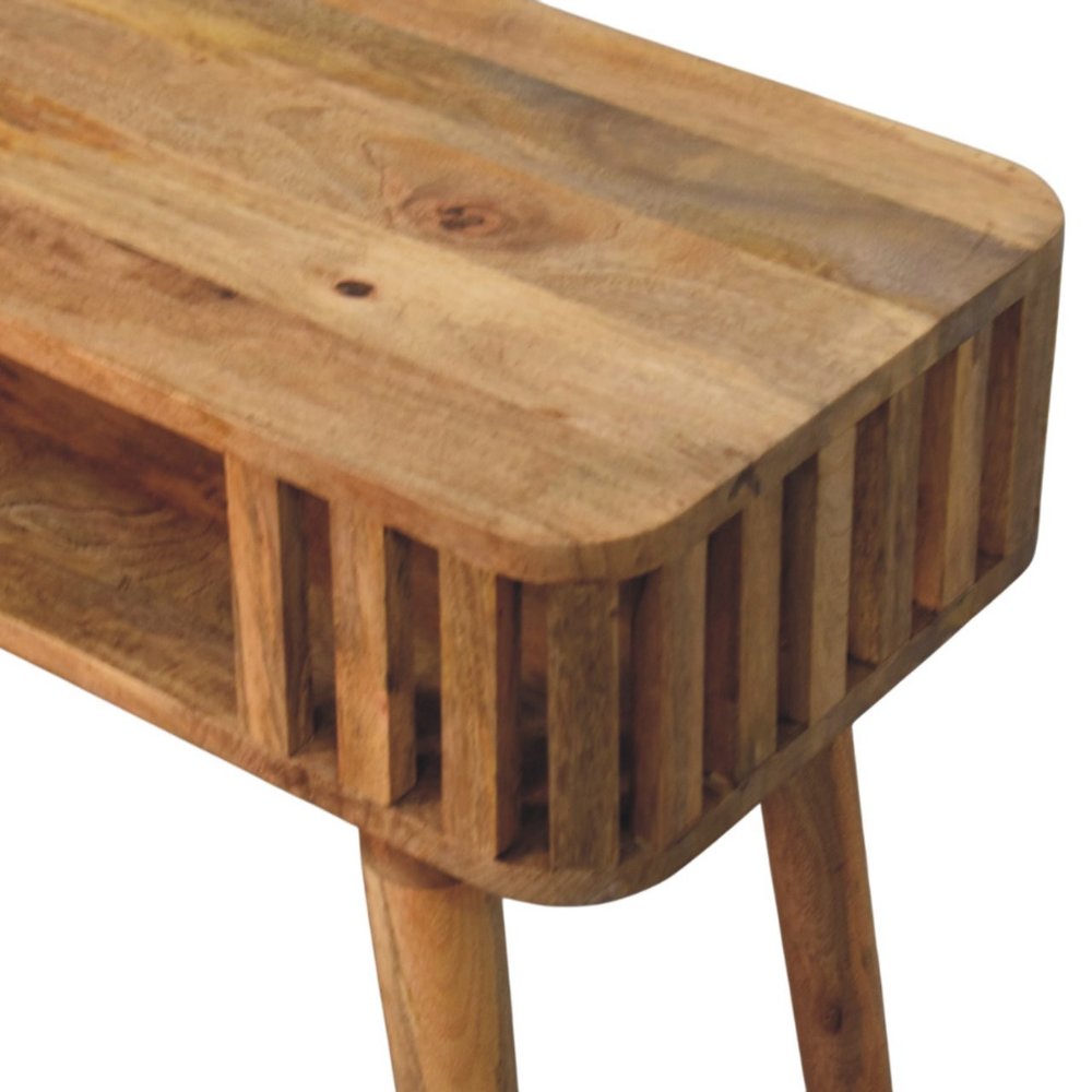 33" Oak Solid Wood Console Table With Shelf