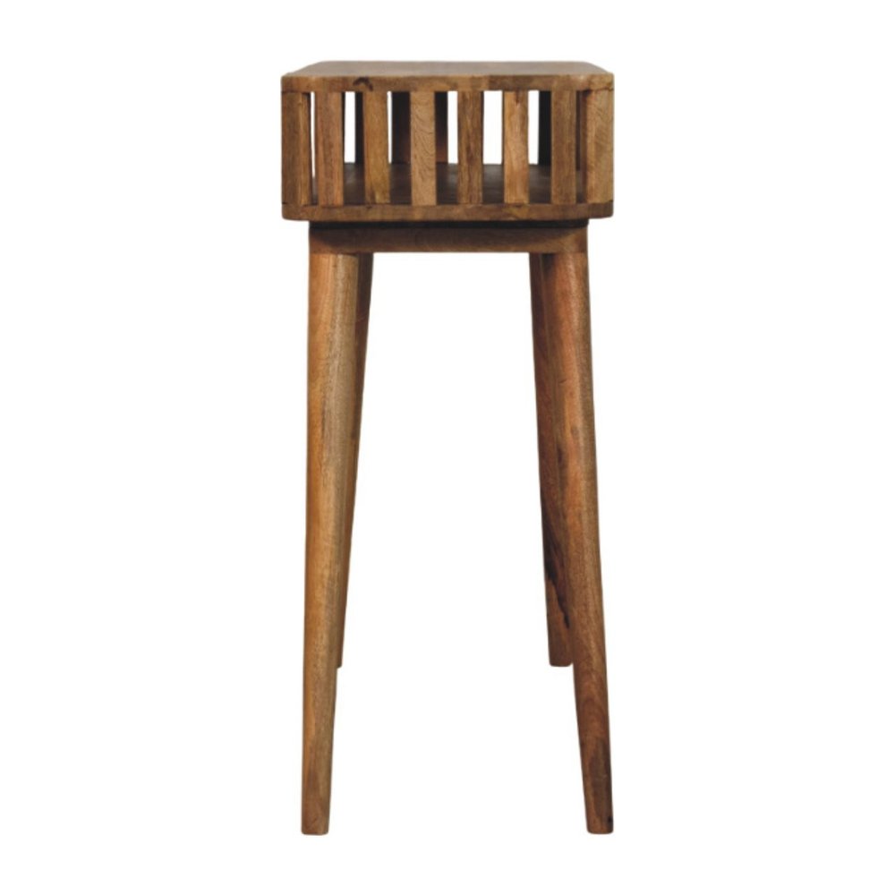 33" Oak Solid Wood Console Table With Shelf