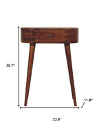 24" Chestnut Solid Wood Oval Console Table With Drawer