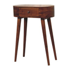 24" Chestnut Solid Wood Oval Console Table With Drawer
