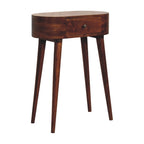 24" Chestnut Solid Wood Oval Console Table With Drawer