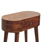 24" Chestnut Solid Wood Oval Console Table With Drawer
