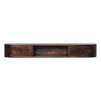 43" Chestnut Solid Wood Floating Console Table With Shelf And Two Drawers