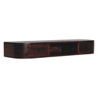 43" Chestnut Solid Wood Floating Console Table With Shelf And Two Drawers