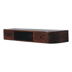 43" Chestnut Solid Wood Floating Console Table With Shelf And Two Drawers