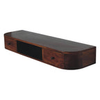 43" Chestnut Solid Wood Floating Console Table With Shelf And Two Drawers