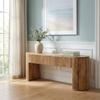 49" Oak Solid Wood Oval Frame Console Table
