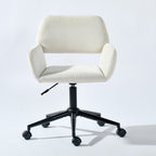 Beige and Black Adjustable Height Swivel Rolling Office Chair