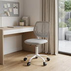 Gray and White Adjustable Height Swivel Rolling Office Chair