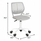 Gray and White Adjustable Height Swivel Rolling Office Chair