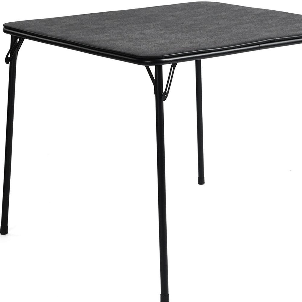 34" Black Wood and Iron Folding Square Card Table