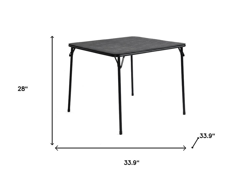 34" Black Wood and Iron Folding Square Card Table