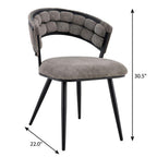 Set of Two Gray And Black Tufted Chenille And Metal Dining Side Chairs