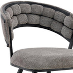 Set of Two Gray And Black Tufted Chenille And Metal Dining Side Chairs