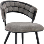 Set of Two Gray And Black Tufted Chenille And Metal Dining Side Chairs