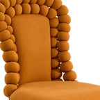Set of Two Orange And Gold Velvet And Metal Dining Side Chairs