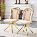 Set of Two Orange And Gold Velvet And Metal Dining Side Chairs