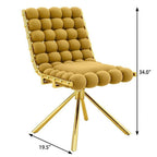 Set of Two Beige and Black Bubble Tufted Microfiber Dining Side Chairs