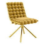 Set of Two Beige and Black Bubble Tufted Microfiber Dining Side Chairs