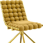 Set of Two Beige and Black Bubble Tufted Microfiber Dining Side Chairs