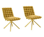 Set of Two Beige and Black Bubble Tufted Microfiber Dining Side Chairs