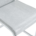 Set of Four Gray And Silver Tufted Faux Leather And Metal Dining Side Chairs