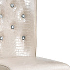 Set of Four Beige And Silver Tufted Faux Leather And Metal Dining Side Chairs