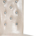 Set of Four Beige And Silver Tufted Faux Leather And Metal Dining Side Chairs