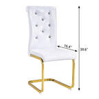 Set of Four White And Silver Tufted Faux Leather And Metal Dining Side Chairs