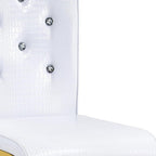 Set of Four White And Silver Tufted Faux Leather And Metal Dining Side Chairs