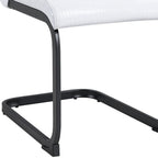 Set of Four White And Silver Tufted Faux Leather And Metal Dining Side Chairs