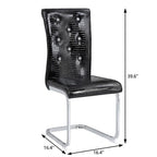 Set of Four Black And Silver Tufted Faux Leather And Metal Dining Side Chairs