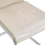 Set of Two Beige And Silver Faux Leather And Metal Dining Side Chairs