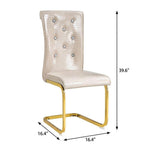 Set of Two Beige And Silver Faux Leather And Metal Dining Side Chairs