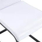 Set of Two White And Silver Tufted Faux Leather And Metal Dining Side Chairs