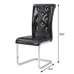 Set of Two Black Tufted Faux Leather And Metal Dining Side Chairs