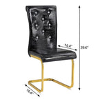 Set of Two Black Tufted Faux Leather And Metal Dining Side Chairs