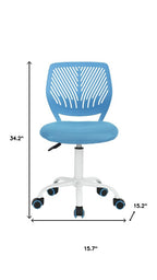 Pale Pink and White Adjustable Height Swivel Rolling Office Chair