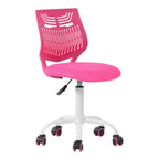 Fuchsia and White Adjustable Height Swivel Rolling Office Chair