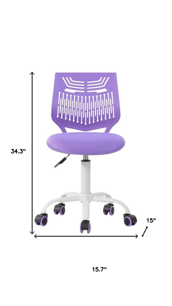 Fuchsia and White Adjustable Height Swivel Rolling Office Chair
