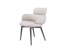 Light Gray and Black Faux Leather and Metal Dining Arm Chair