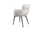 Light Gray and Black Faux Leather and Metal Dining Arm Chair
