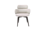 Light Gray and Black Faux Leather and Metal Dining Arm Chair