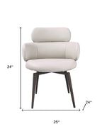 Light Gray and Black Faux Leather and Metal Dining Arm Chair