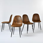 Set of Four Espresso and Black Faux Suede and Steel Dining Side Chairs