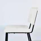 Set of Four Beige and Black Fabric and Steel Dining Side Chairs